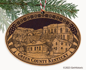 Green County Kentucky Engraved Natural Ornament