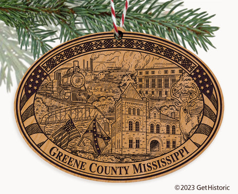 Greene County Mississippi Engraved Natural Ornament