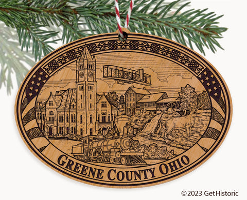 Greene County Ohio Engraved Natural Ornament