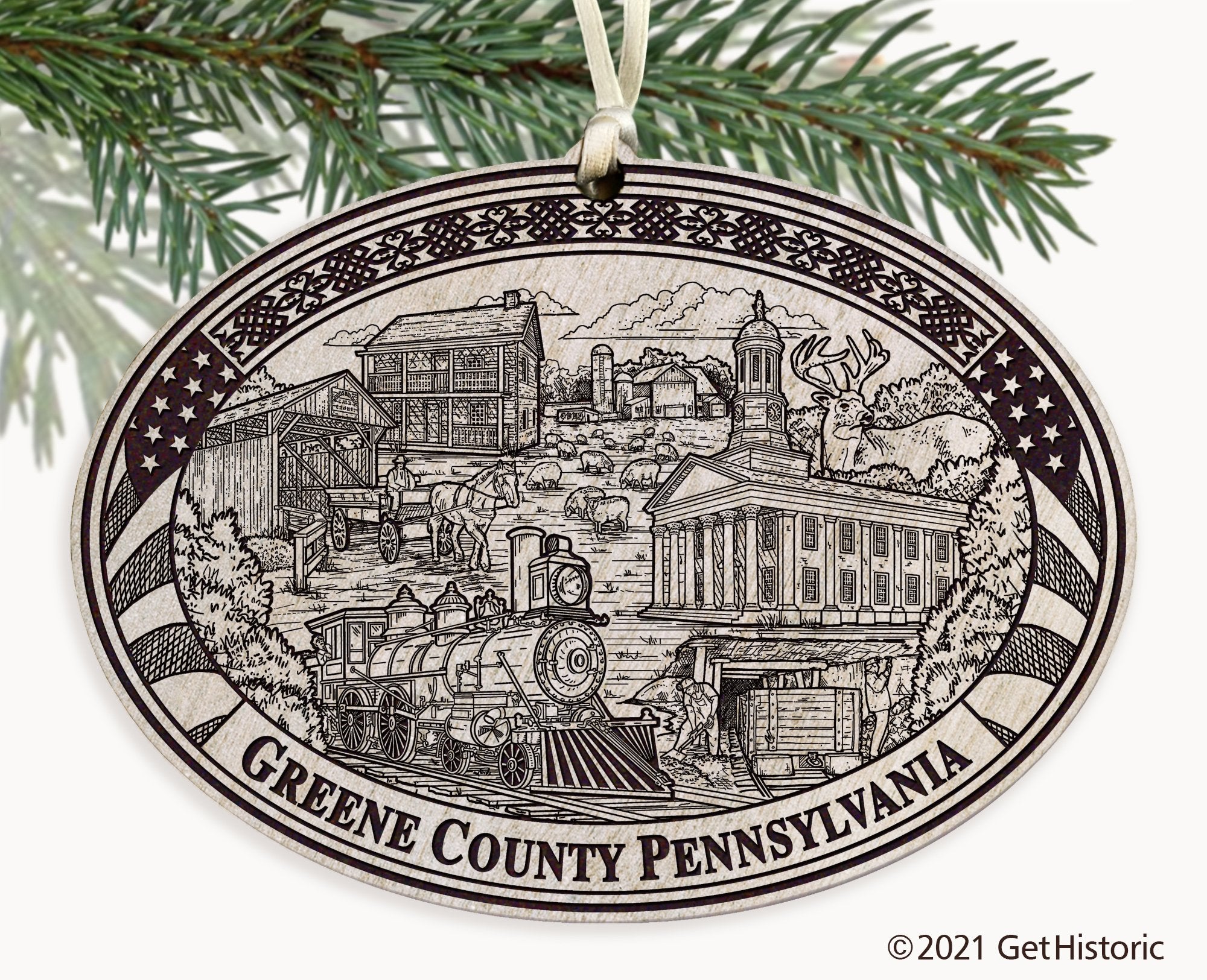 Greene County Pennsylvania Engraved Ornament