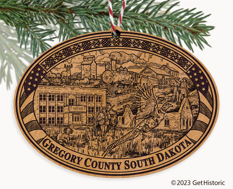 Gregory County South Dakota Engraved Natural Ornament