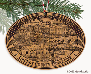 Grundy County Tennessee Engraved Natural Ornament