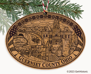 Guernsey County Ohio Engraved Natural Ornament