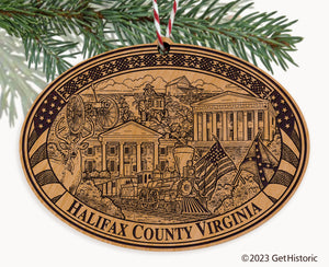 Halifax County Virginia Engraved Natural Ornament