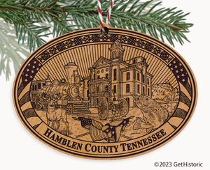 Hamblen County Tennessee Engraved Natural Ornament