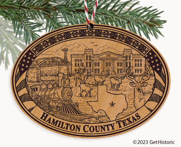 Hamilton County Texas Engraved Natural Ornament