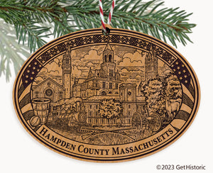 Hampden County Massachusetts Engraved Natural Ornament