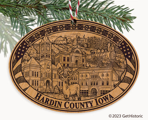 Hardin County Iowa Engraved Natural Ornament