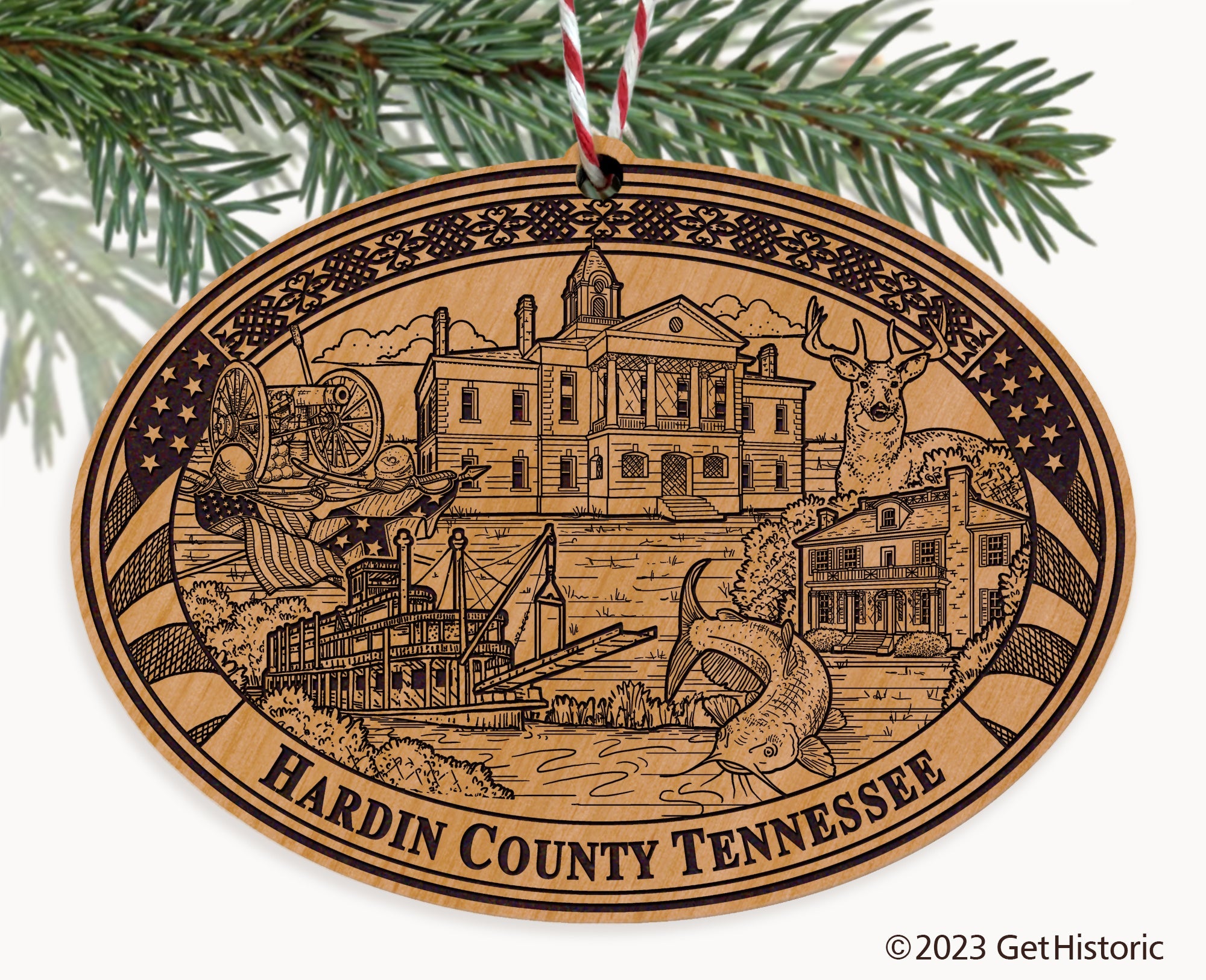 Hardin County Tennessee Engraved Natural Ornament