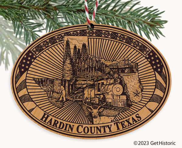 Hardin County Texas Engraved Natural Ornament