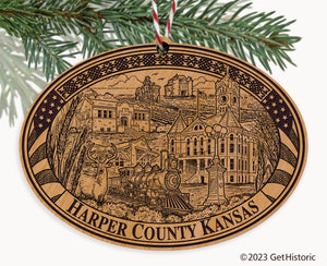 Harper County Kansas Engraved Natural Ornament