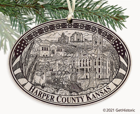 Harper County Kansas Engraved Ornament