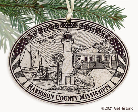 Harrison County Mississippi Engraved Ornament