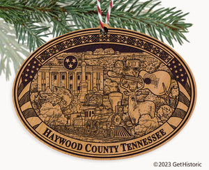 Haywood County Tennessee Engraved Natural Ornament