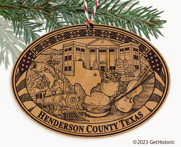 Henderson County Texas Engraved Natural Ornament