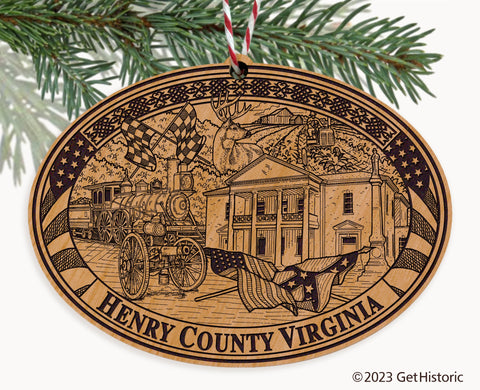 Henry County Virginia Engraved Natural Ornament