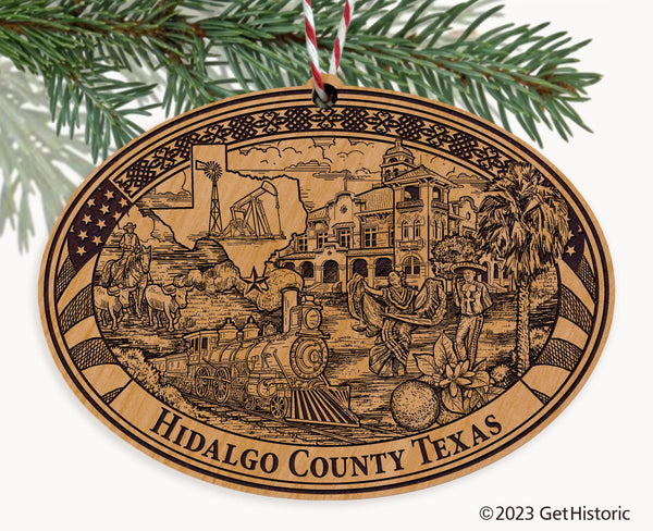 Hidalgo County Texas Engraved Natural Ornament