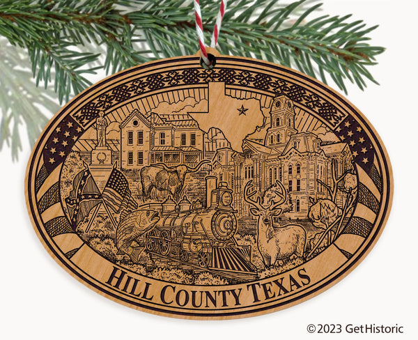 Hill County Texas Engraved Natural Ornament