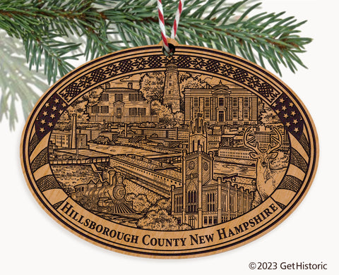 Hillsborough County New Hampshire Engraved Natural Ornament