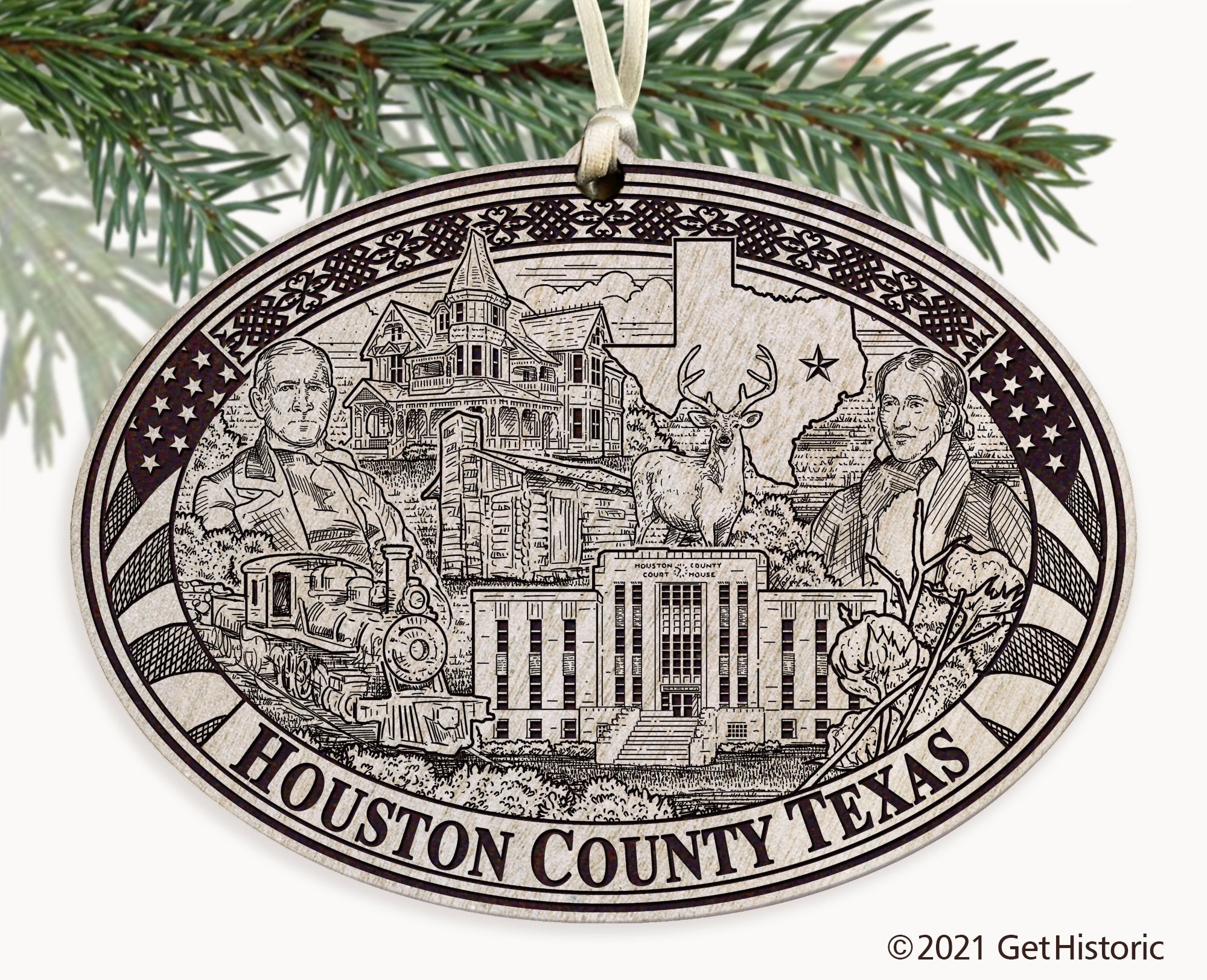 Houston County Texas Engraved Ornament
