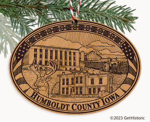 Humboldt County Iowa Engraved Natural Ornament