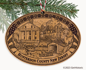 Hunterdon County New Jersey Engraved Natural Ornament