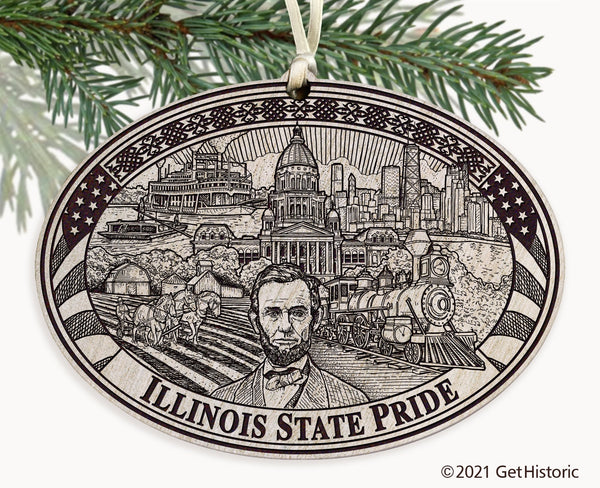 Illinois State Engraved Ornament