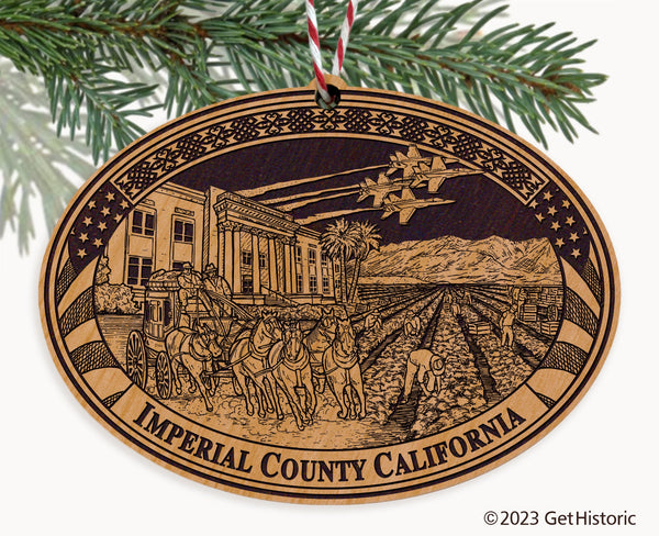 Imperial County California Engraved Natural Ornament