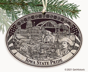 Iowa State Engraved Ornament