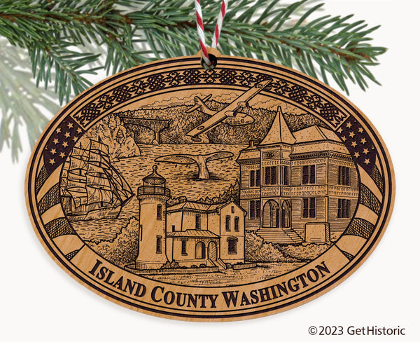 Island County Washington Engraved Natural Ornament