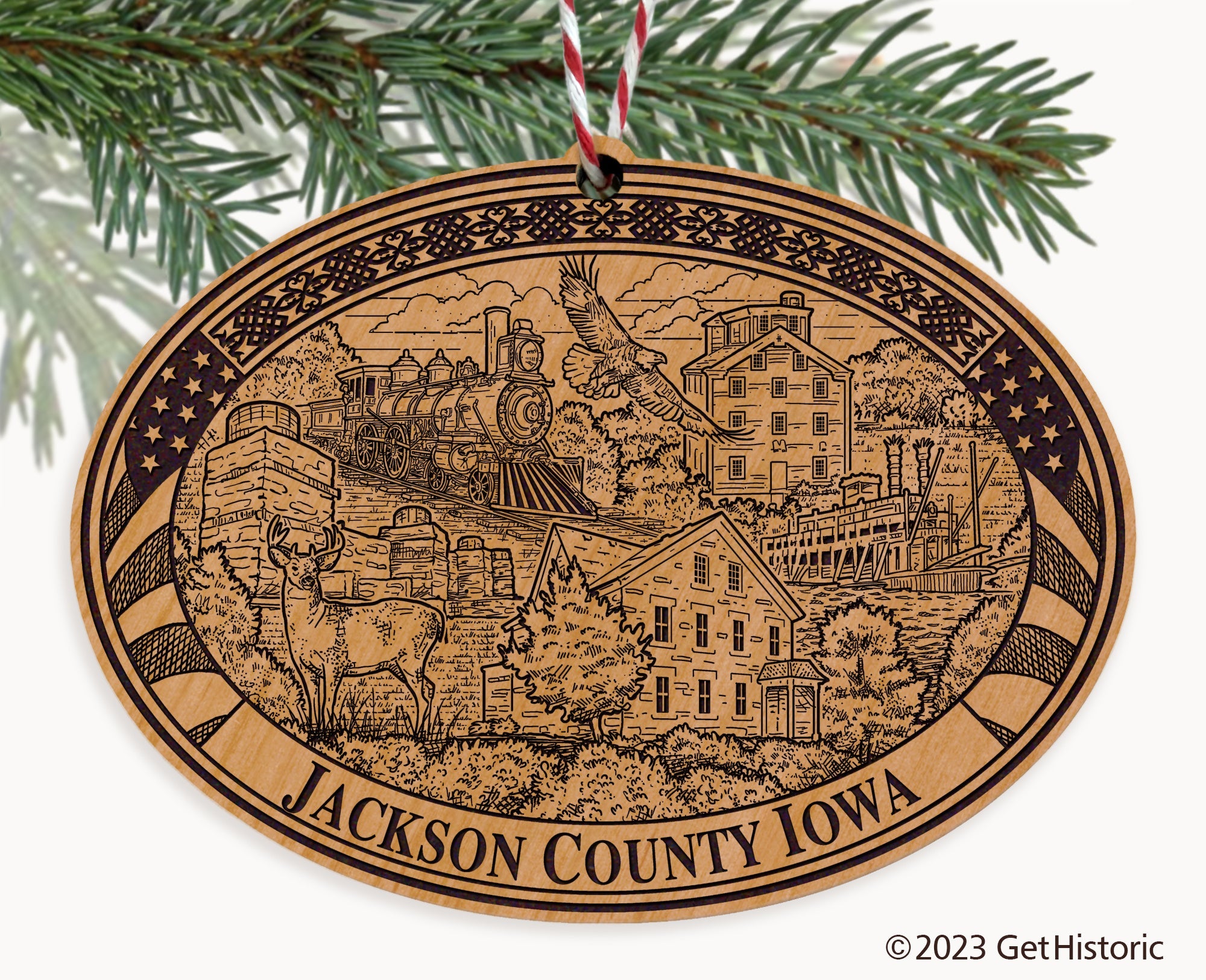 Jackson County Iowa Engraved Natural Ornament