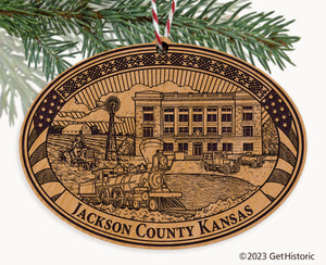 Jackson County Kansas Engraved Natural Ornament