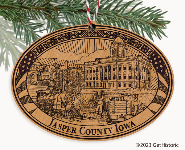 Jasper County Iowa Engraved Natural Ornament