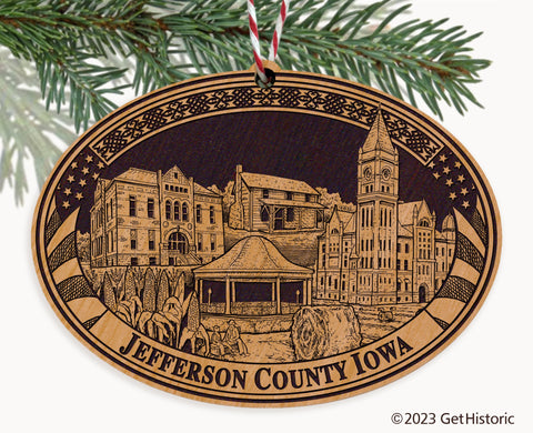 Jefferson County Iowa Engraved Natural Ornament