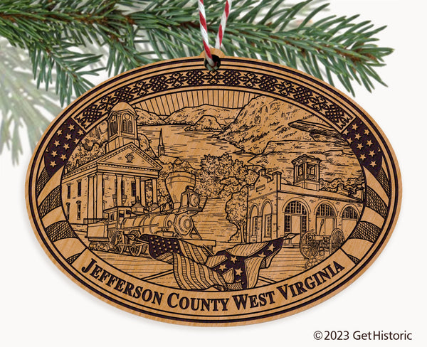 Jefferson County West Virginia Engraved Natural Ornament