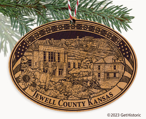 Jewell County Kansas Engraved Natural Ornament