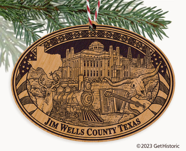 Jim Wells County Texas Engraved Natural Ornament