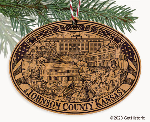 Johnson County Kansas Engraved Natural Ornament