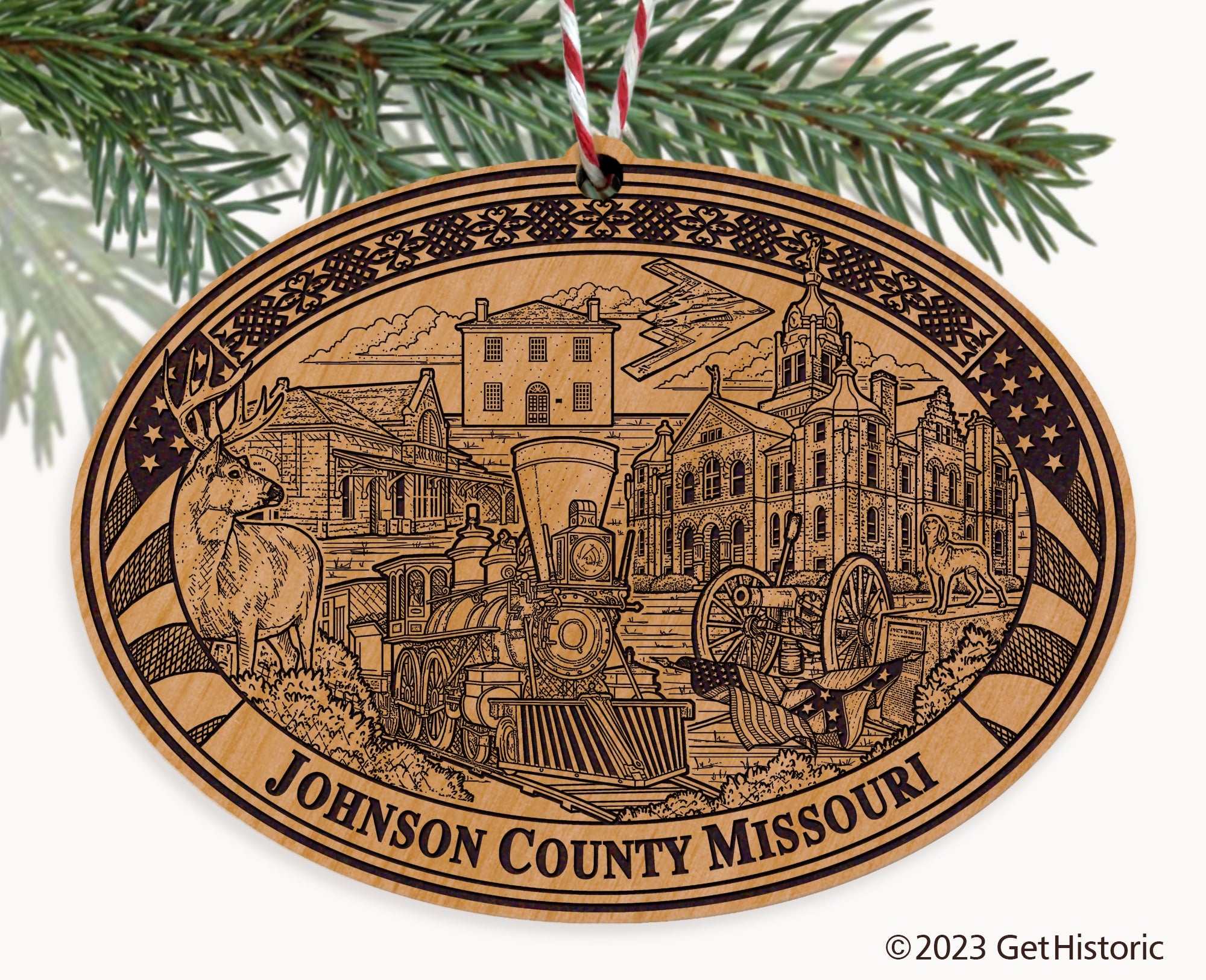 Johnson County Missouri Engraved Natural Ornament