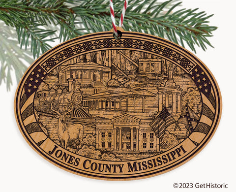 Jones County Mississippi Engraved Natural Ornament