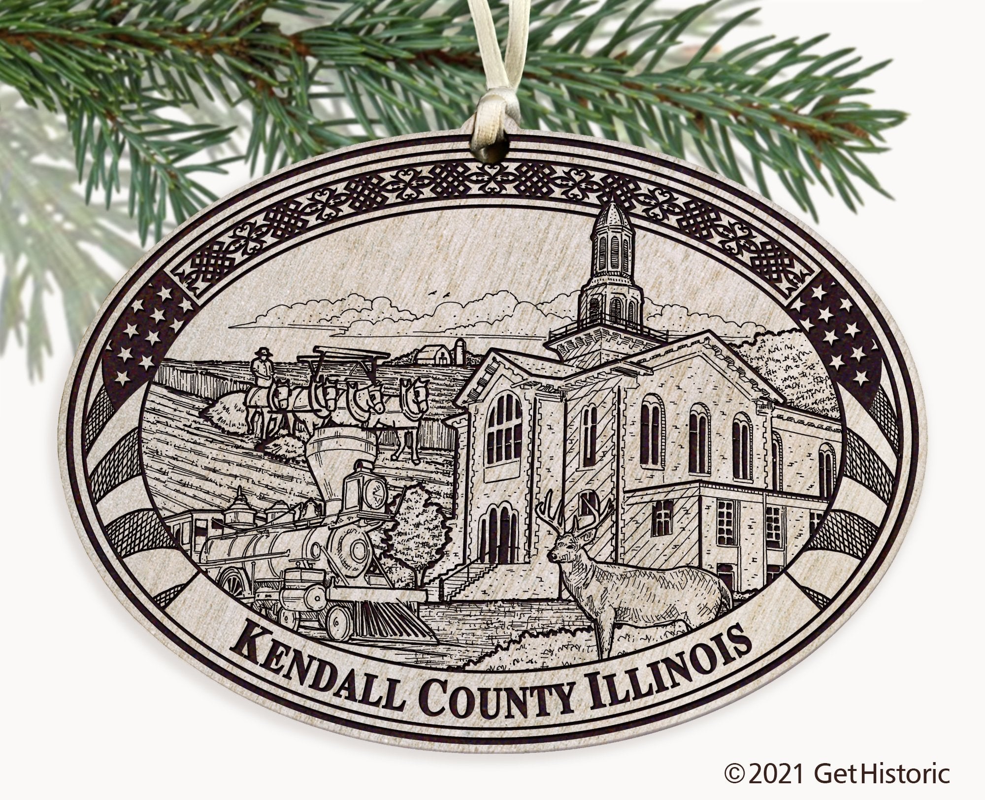 Kendall County Illinois Engraved Ornament