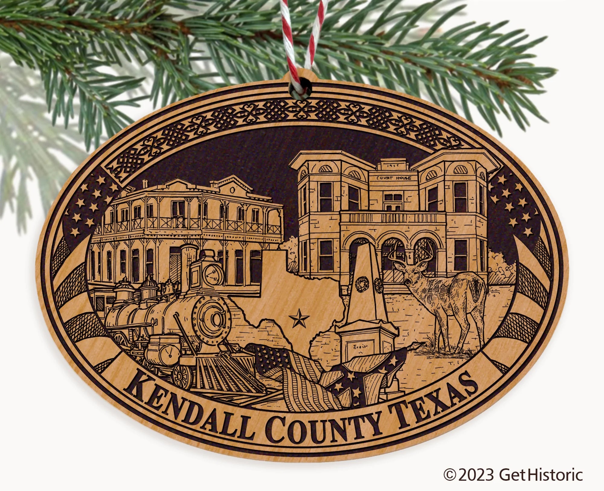 Kendall County Texas Engraved Natural Ornament