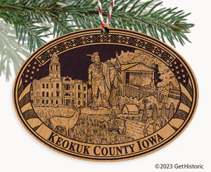 Keokuk County Iowa Engraved Natural Ornament