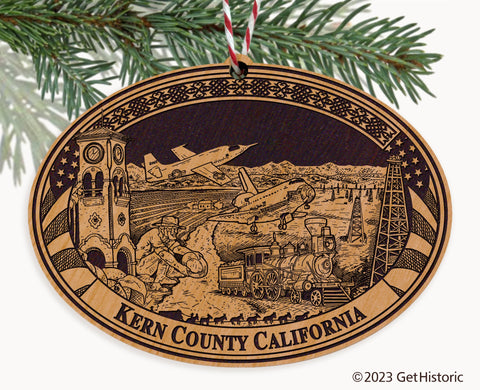 Kern County California Engraved Natural Ornament