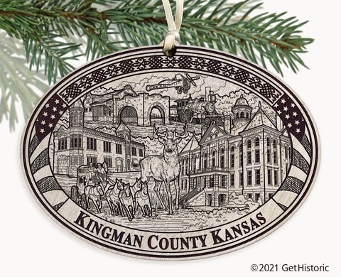 Kingman County Kansas Engraved Ornament