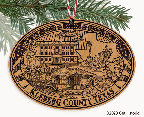 Kleberg County Texas Engraved Natural Ornament