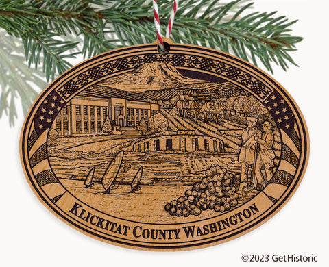 Klickitat County Washington Engraved Natural Ornament