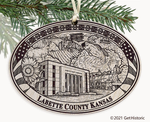 Labette County Kansas Engraved Ornament