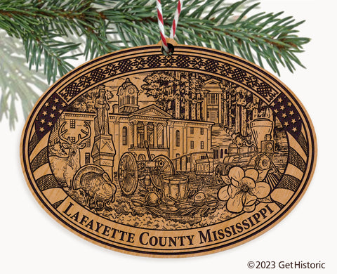 Lafayette County Mississippi Engraved Natural Ornament