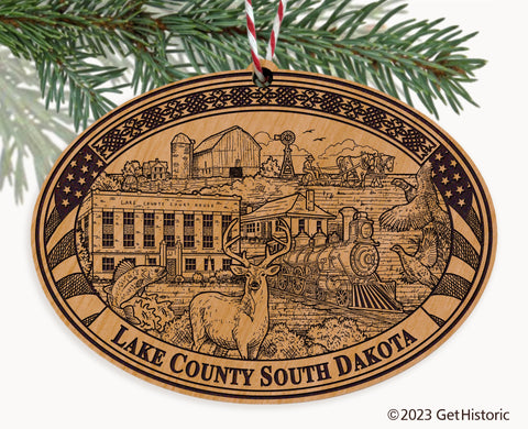 Lake County South Dakota Engraved Natural Ornament